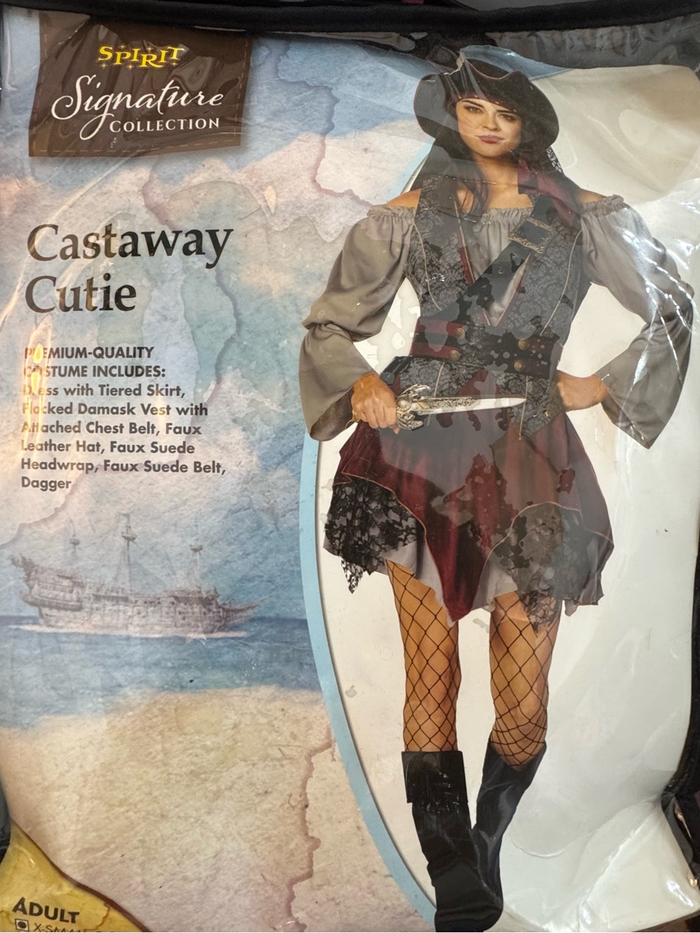 Spirit Castaway Cutie Women's Pirate Costume - Gray & Burgundy